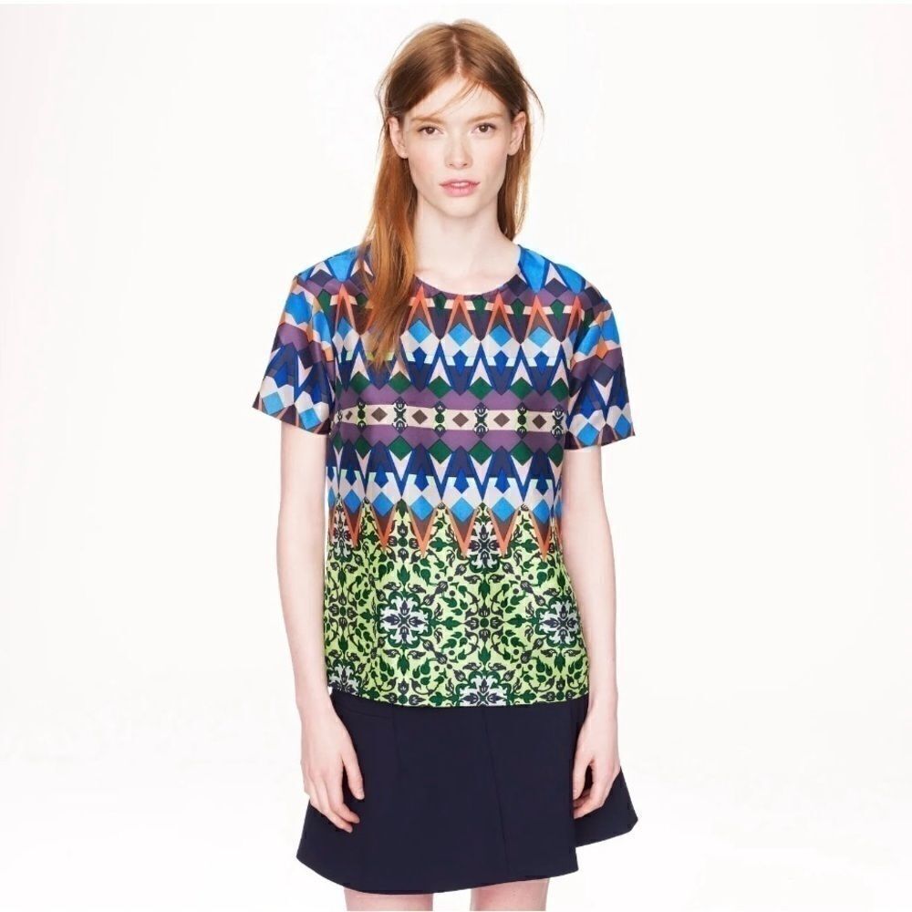 J CREW Gemstone Floral 100% Silk Top BlouseNew NWT SZ 6 #2009 - Picture 1 of 14